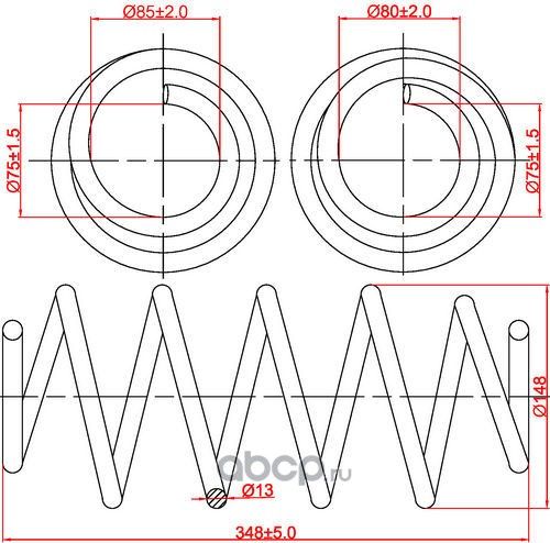 Пружина подвески передней Skoda Octavia/Yeti, VW Caddy III/ Golf Plus/Golf V/VI/ (Zikmar). Артикул Z48012R