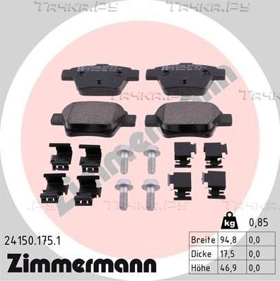 Тормозные колодки Zimmermann. Артикул 24150.175.1