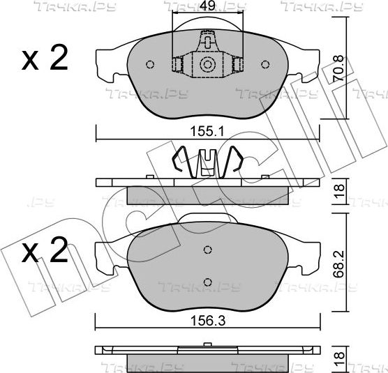 Тормозные колодки Metelli передние для Renault Scenic II 2005-2009. Артикул 22-0336-2