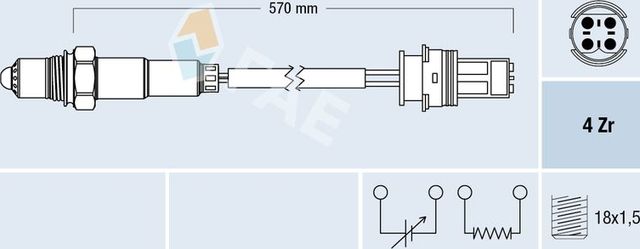 Лямбда-зонд (кислородный датчик) FAE для BMW 3 III (E36) 1993-2000. Артикул 77268