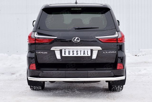 Защита RusStal заднего бампера d63 секции для Lexus LX450d III 2-й рестайлинг 2015-2026 (кроме F-Sport). Артикул LLX4Z-002523