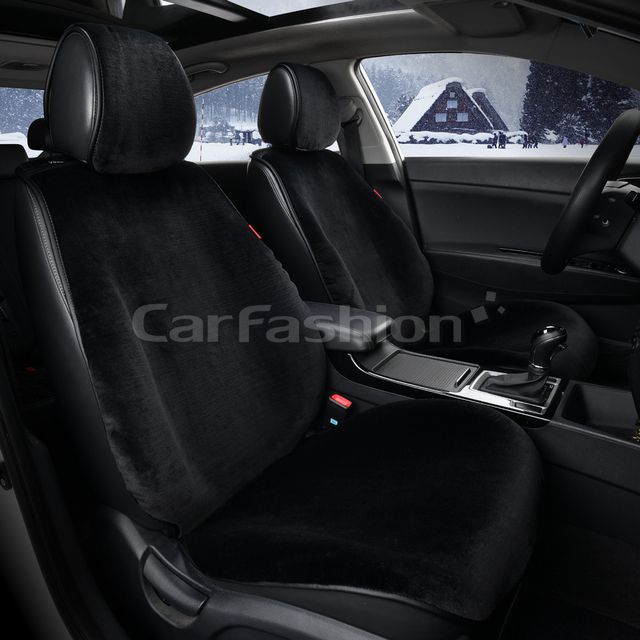 Накидка универсальная CarFashion Muton Front из искусственного меха на переднее сиденье авто, цвет Черный. Артикул 21248