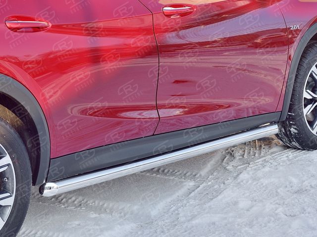 Защита порогов RusStal труба d63 (Вариант 1) для Infiniti QX30 2016-2025. Артикул IQX3T-0025001