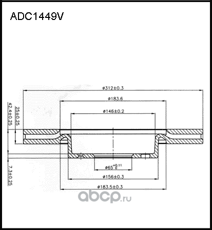 Диск тормозной | перед | (Allied Nippon). Артикул ADC1449V