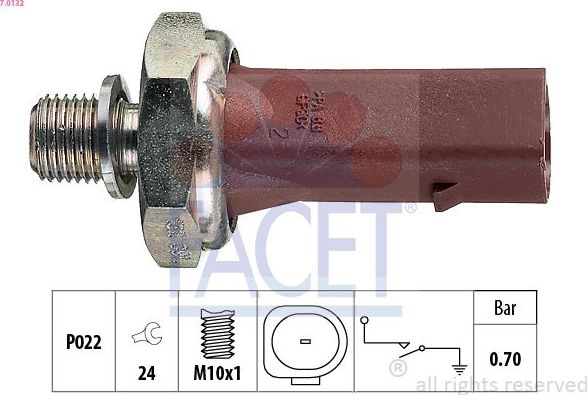 Датчик давления масла Facet Made in Italy - OE Equivalent. Артикул 7.0132