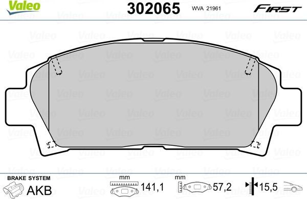 Тормозные колодки Valeo First. Артикул 302065