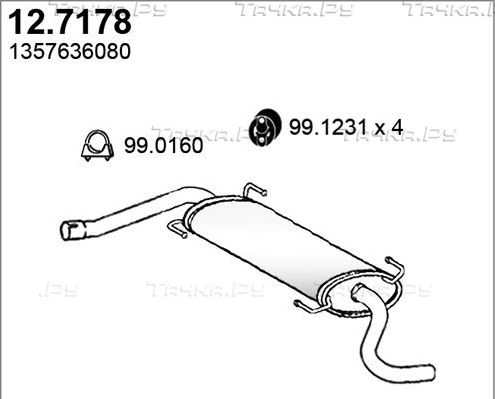 Глушитель (задняя часть) Asso для Fiat Ducato III 2006-2026. Артикул 12.7178