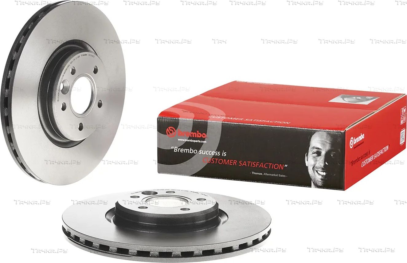 Тормозной диск Brembo PRIME LINE - UV Coated передний для Volvo V50 I 2004-2012. Артикул 09.C542.21