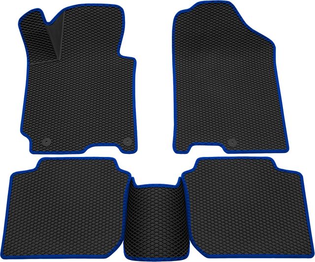 Коврики Rezkon 3D EVA ромб резиновые для салона Hyundai Elantra V 2011-2016 Синий кант. Артикул 9220015203