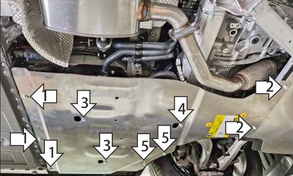 Защита алюминиевая Мотодор усиленная для силовых проводов Voyah Free в комплектации EVR Sport Edition хэтчбек 2023-2026. Артикул 348602