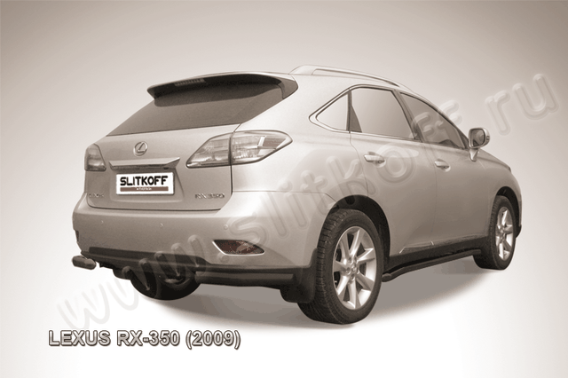 Защита Slitkoff задняя d76 уголки ЧЕРНАЯ матовая для Lexus RX 350 2009-2012. Артикул LRX35017B