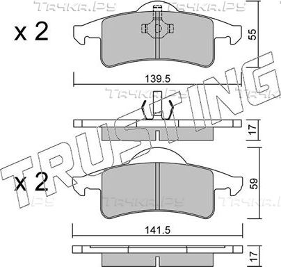 Тормозные колодки Trusting задние для Jeep Grand Cherokee II (WJ) 1999-2005. Артикул 542.0