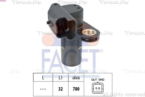 Датчик положения коленвала Facet Made in Italy - OE Equivalent для Renault Scenic II 2003-2008. Артикул 9.0553
