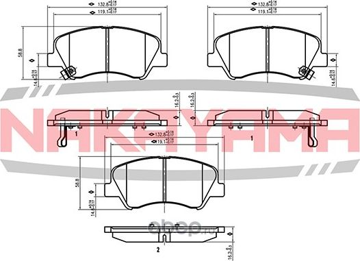Колодки тормозные передние, к- кт (Nakayama). Артикул HP8631NY