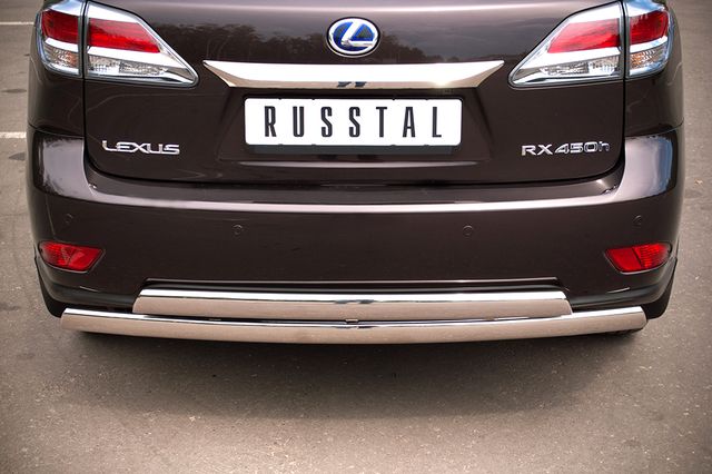 Защита RusStal заднего бампера d75x42/75x42 овалы для Lexus RX 270/350/450h 2012-2026. Артикул LRXZ-000414