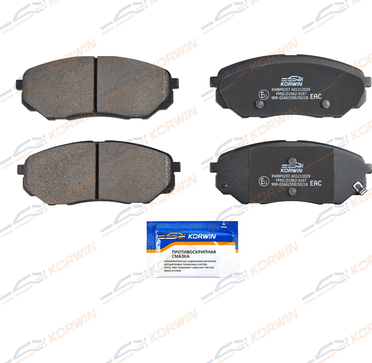 Колодки тормозные перед. Kia Sorento (UM) 15-/Hyundai Santa Fe (TM) 18 (Korwin). Артикул KWBP0257