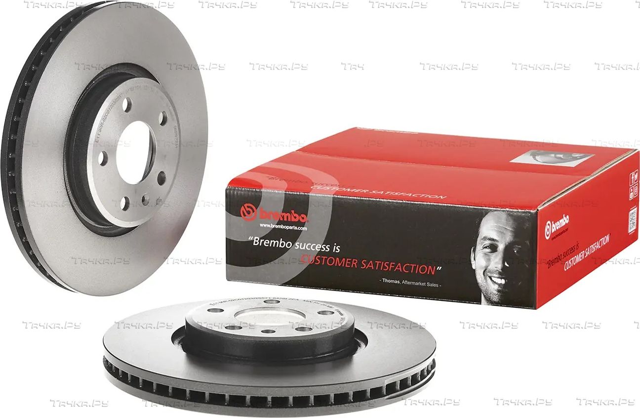 Тормозной диск Brembo PRIME LINE - UV Coated передний для Audi A4 IV (B8) 2008-2015. Артикул 09.B972.11
