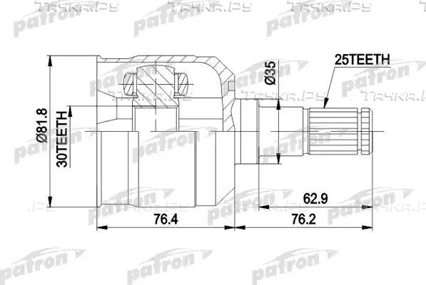 Шрус внутренний (граната) Patron. Артикул PCV5009
