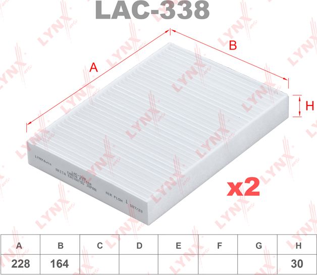 Салонный фильтр LYNXauto. Артикул LAC-338
