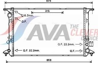 Радиатор охлаждения двигателя AVA. Артикул AI2365
