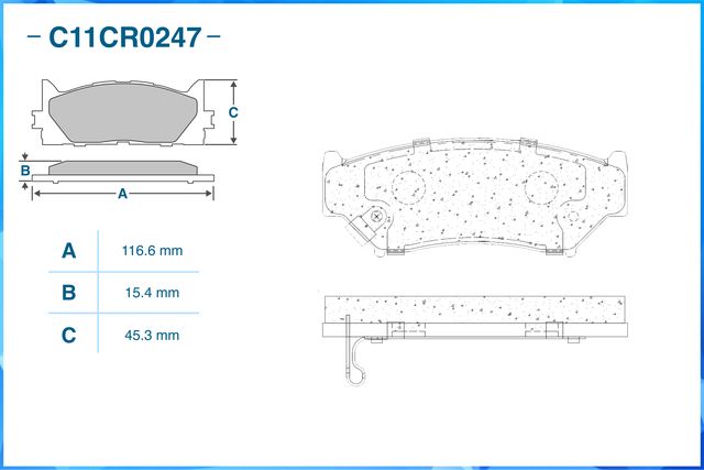 Колодки тормозные передние (Low Metallic) (Cworks). Артикул C11CR0247