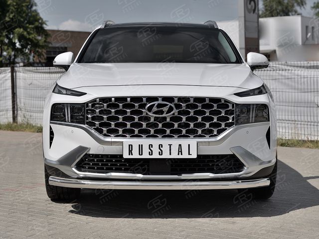 Защита RusStal переднего бампера d63 секции для Hyundai Santa Fe IV рестайлинг 2021-2026. Артикул HSFZ-003597