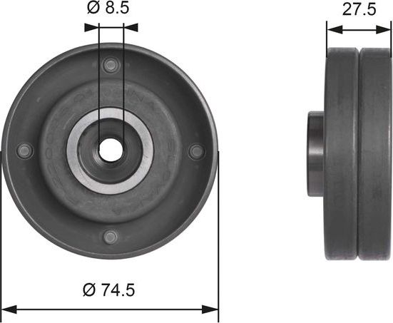 Направляющий (ведущий) ролик ремня ГРМ Gates (Металл). Артикул T41174