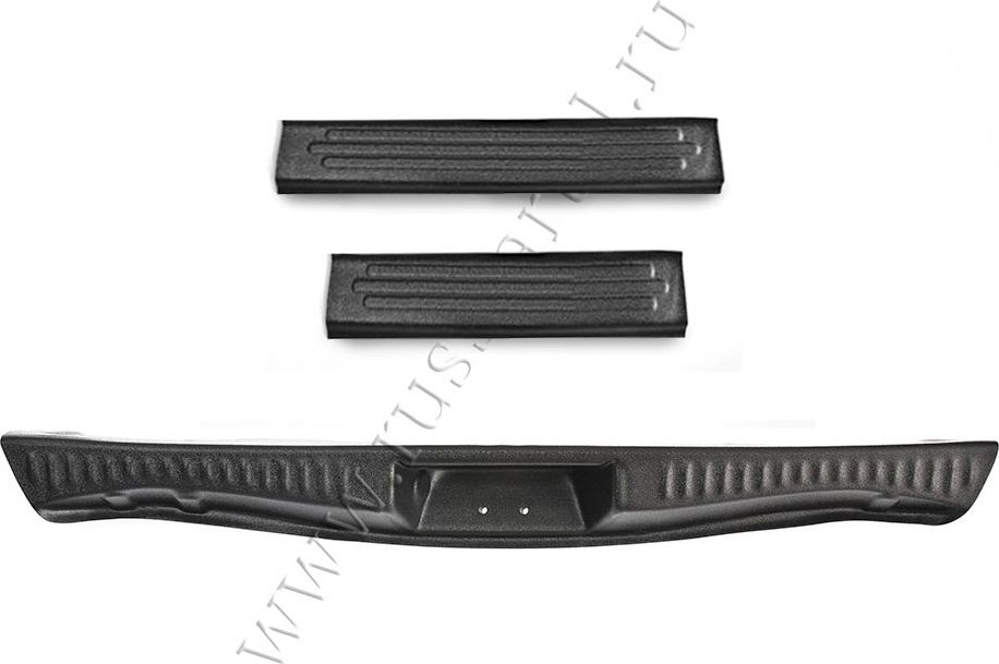Защитный комплект Русская Артель (накладка на порожек багажника, накладки на пороги) для Renault Sandero Stepway II 2014-2026 (Шагрень). Артикул ZKR-187802