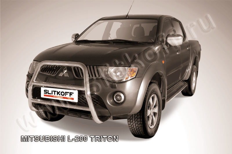 Кенгурятник Slitkoff d57 высокий для Mitsubishi L200 IV Triton 2006-2015. Артикул ML006