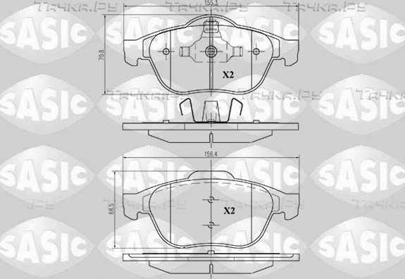 Тормозные колодки Sasic передние для Renault Scenic II 2000-2009. Артикул 6214009