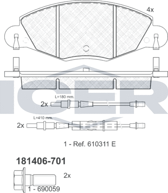 Тормозные колодки Icer. Артикул 181406-701