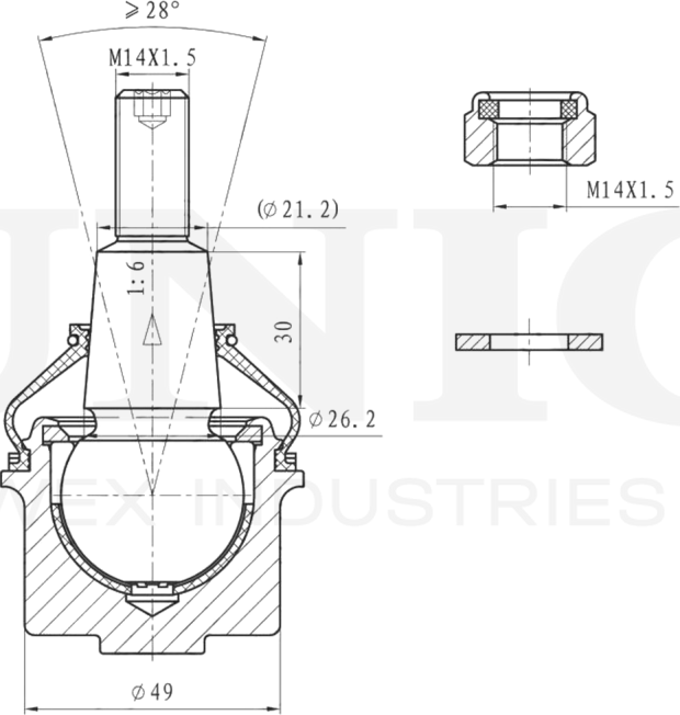 Опора шаровая (Unio). Артикул SSP-20134