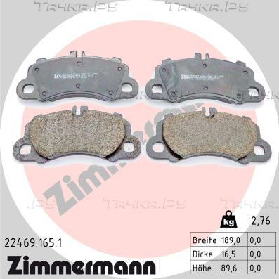 Тормозные колодки Zimmermann передние для Porsche Cayenne III 2017-2026. Артикул 22469.165.1