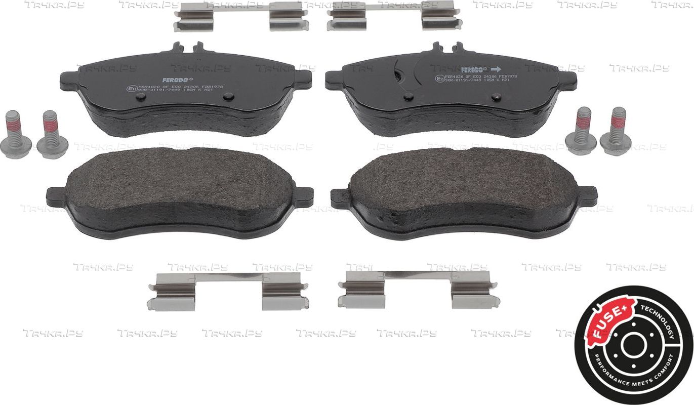 Тормозные колодки Ferodo FUSE+ Technology передние для Mercedes-Benz C-Класс III (W204, C204) 2007-2015. Артикул FDB1978