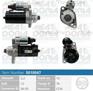 Стартер Meat & Doria для Skoda Roomster I 2006-2010. Артикул 5010047