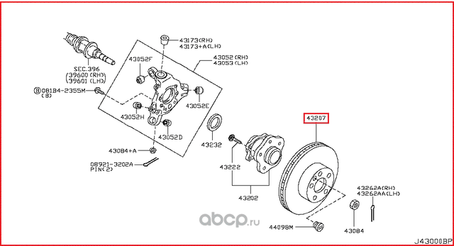 Тормозной диск Nissan. Артикул 43206JL00A