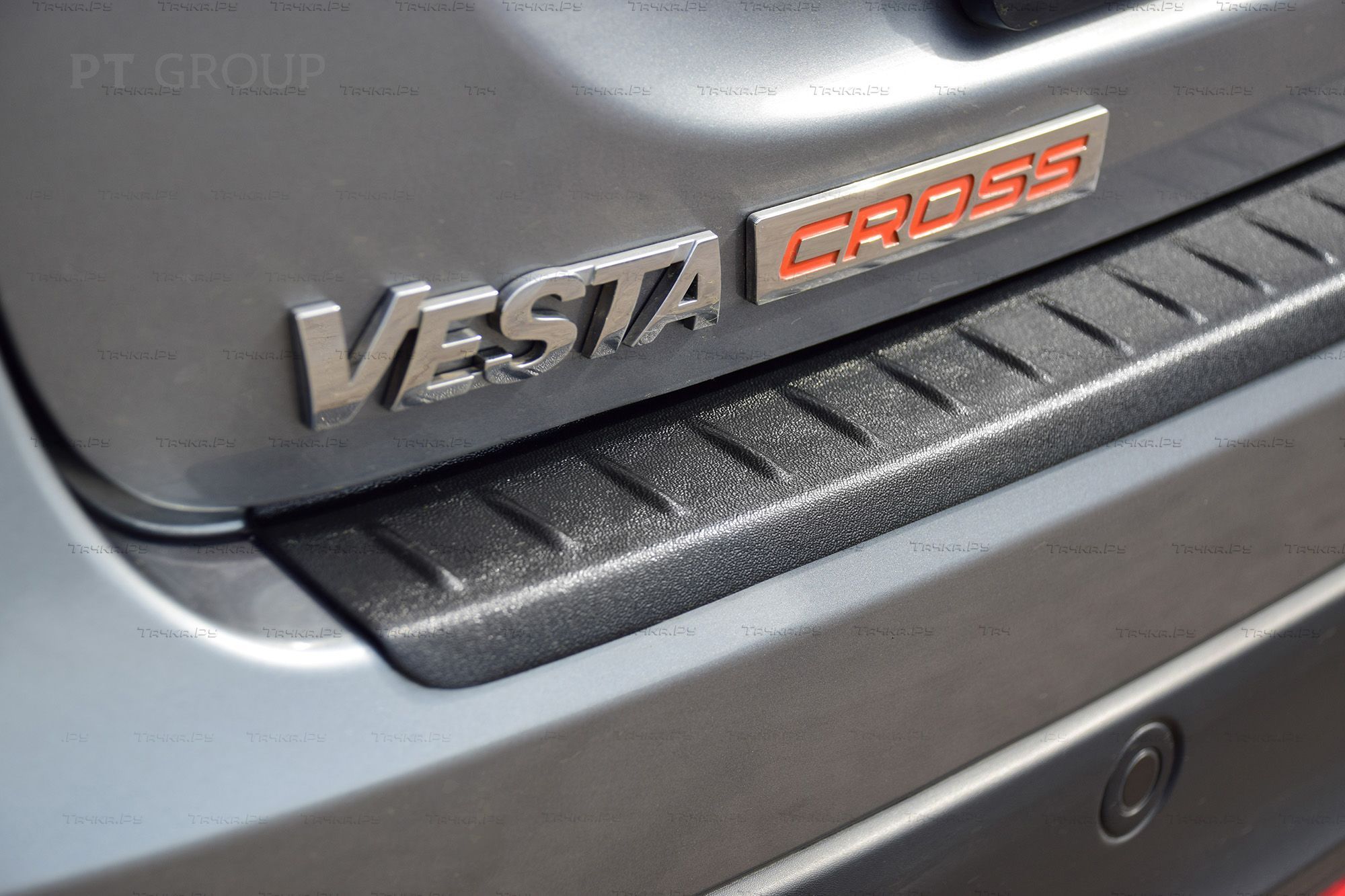 Накладка PT Group на задний бампер (ABS) для Lada Vesta SW Cross 2017-2022. Артикул LSC111301