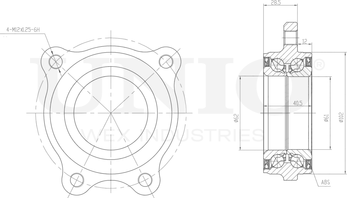 Ступица колеса с интегрированным подшипником (Unio). Артикул HUB-20229