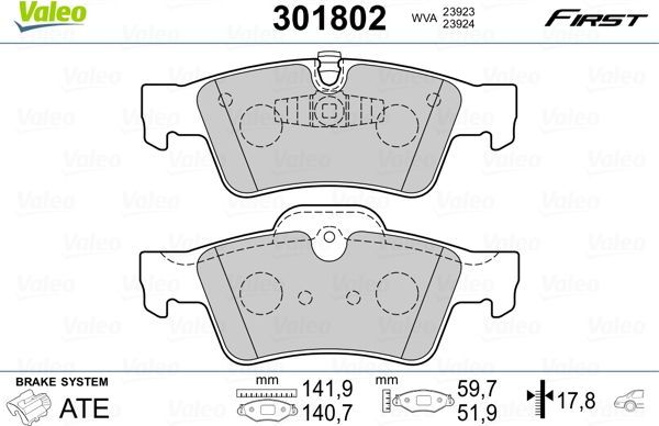 Тормозные колодки Valeo First. Артикул 301802