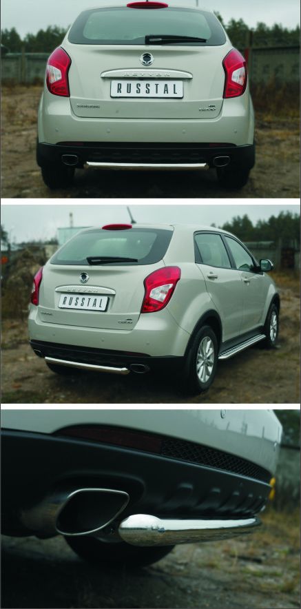 Защита RusStal заднего бампера d63 (дуга) для SsangYong Actyon II 2014-2026. Артикул SYAZ-001980