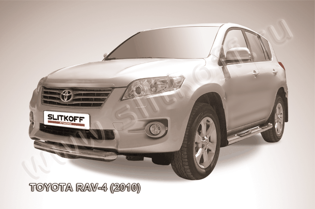 Защита Slitkoff переднего бампера d76 короткая для Toyota RAV4 III 2010-2012. Артикул TR410-005