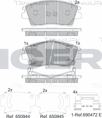 Тормозные колодки Icer передние для Kia Sportage IV 2015-2022. Артикул 182277