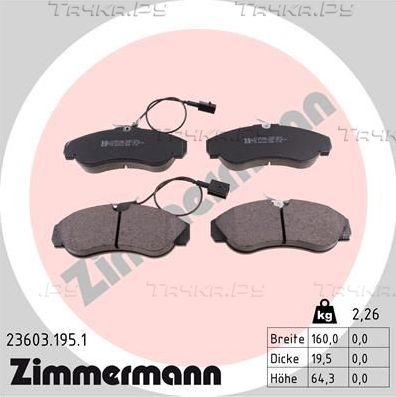 Тормозные колодки Zimmermann передние для Fiat Ducato II 1994-2002. Артикул 23603.195.1
