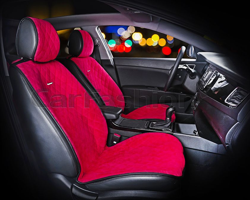 Накидки универсальные CarFashion California на передние сидения авто, цвет Красный/Красный/Черный. Артикул 21926