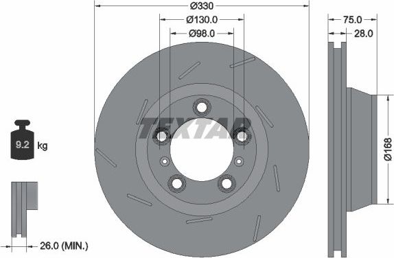Тормозной диск Textar Pro+. Артикул 92220607