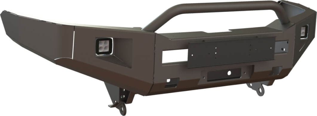 Бампер силовой STC передний для Toyota Land Cruiser Prado 120 2002-2009 с защитной дугой, противотуманными фарами и балкой дальнего света. Артикул STC-TLCP120-BF-C2-L1L4