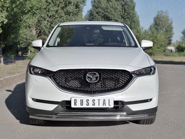 Защита RusStal переднего бампера d63 секции - d42 дуга для Mazda CX-5 II 2017-2026. Артикул M5Z-002792