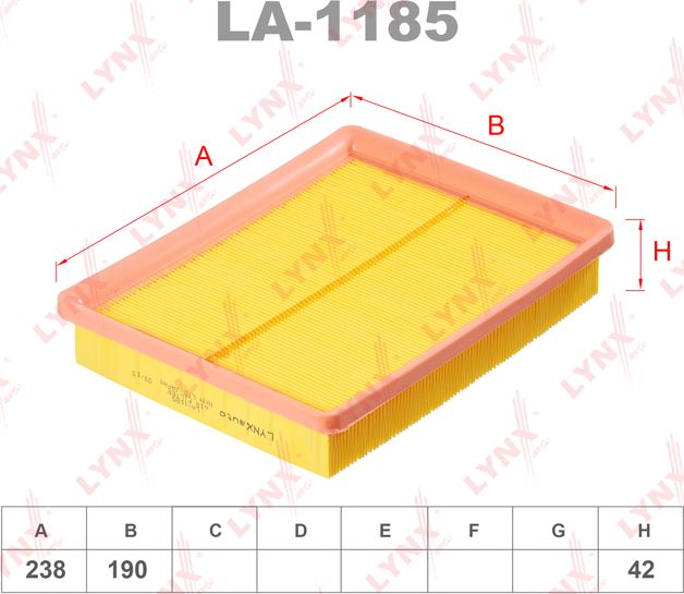Воздушный фильтр LYNXauto для Hyundai Trajet I 1999-2008. Артикул LA-1185