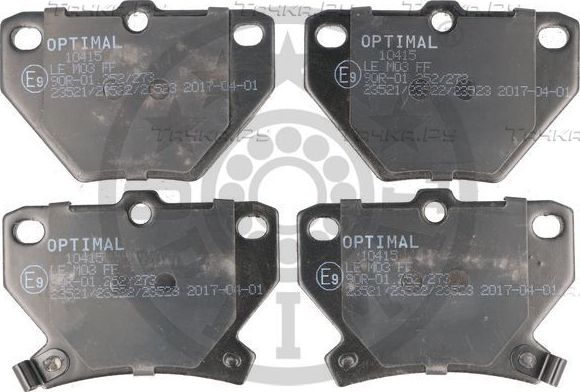 Тормозные колодки Optimal задние для Toyota Echo 1999-2005. Артикул BP-10415