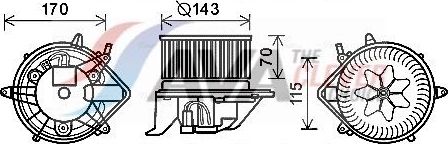 Вентилятор, мотор печки (отопителя) салона AVA. Артикул BW8461